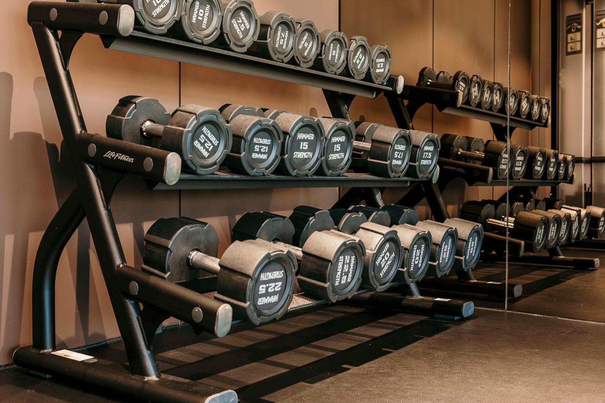 Nh Gran Hotel Casino De Extremadura Badajoz Exteriér fotografie Dumbbells on a rack